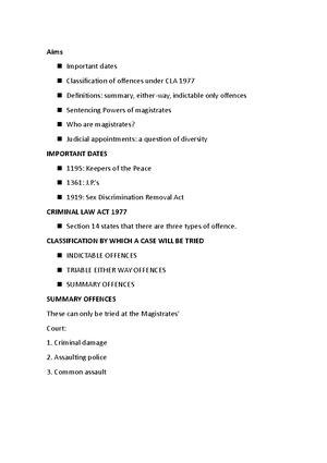 Week 8 - The Jury - Lecture notes 8 - Aims History of the Jury Juries ...