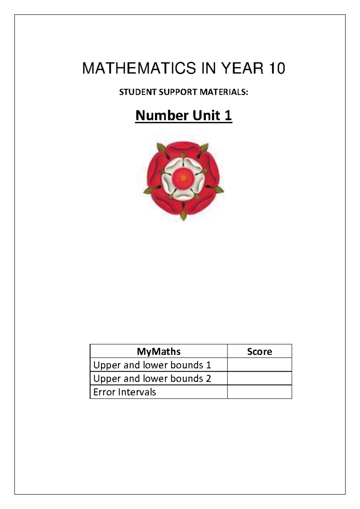 MATHEMATICS YEAR 10: Number Unit 1 - Upper & Lower Bounds - Studocu