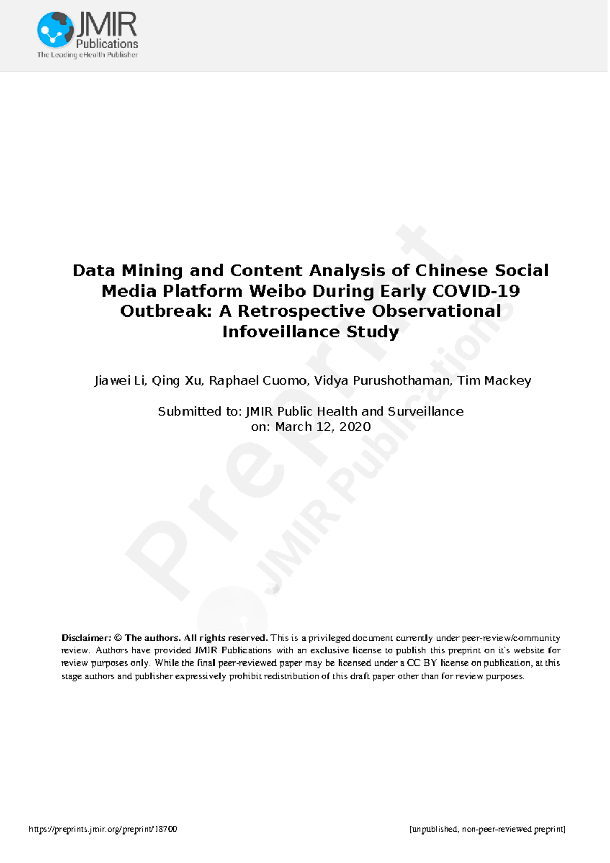 Data Mining & Content Analysis of Weibo Posts on COVID-19 - Studocu