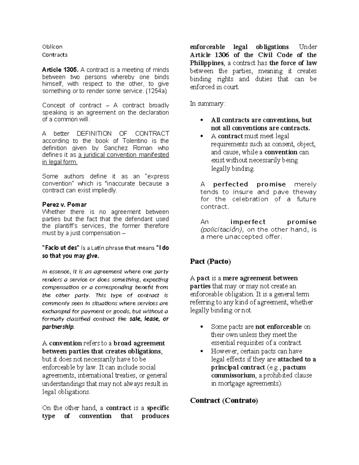 Oblicon Contracts: Understanding Article 1305 and Essential Elements ...