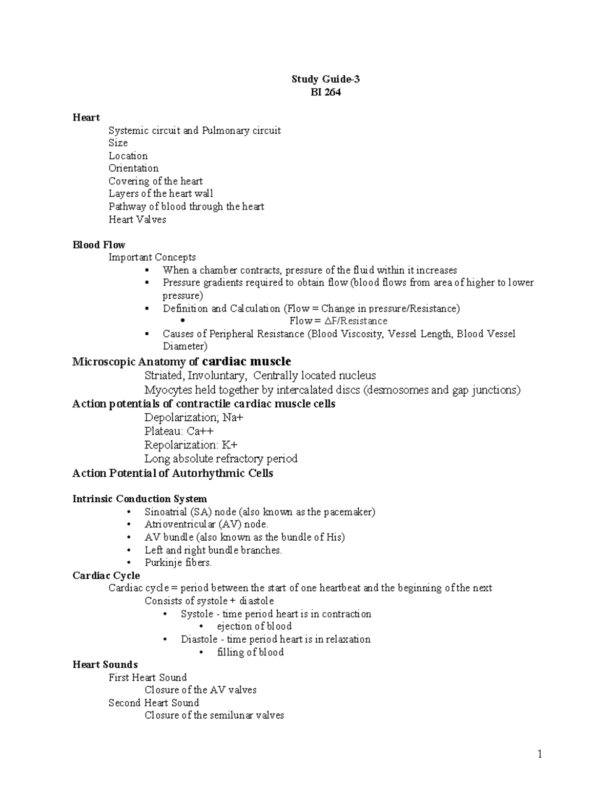 Study BI 264 Exam #3 Guide: Heart Anatomy & Blood Flow Concepts - Studocu