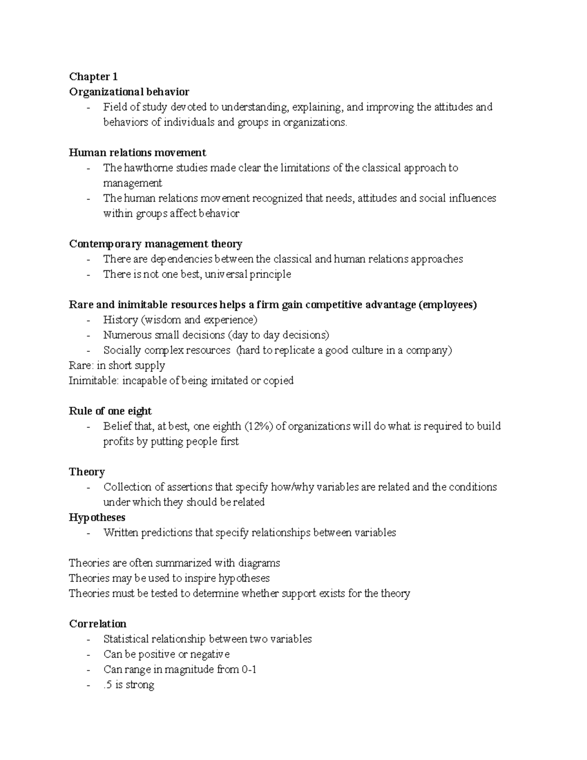 MOS 2181 Organizational Behavior: Comprehensive Lecture Notes - Studocu