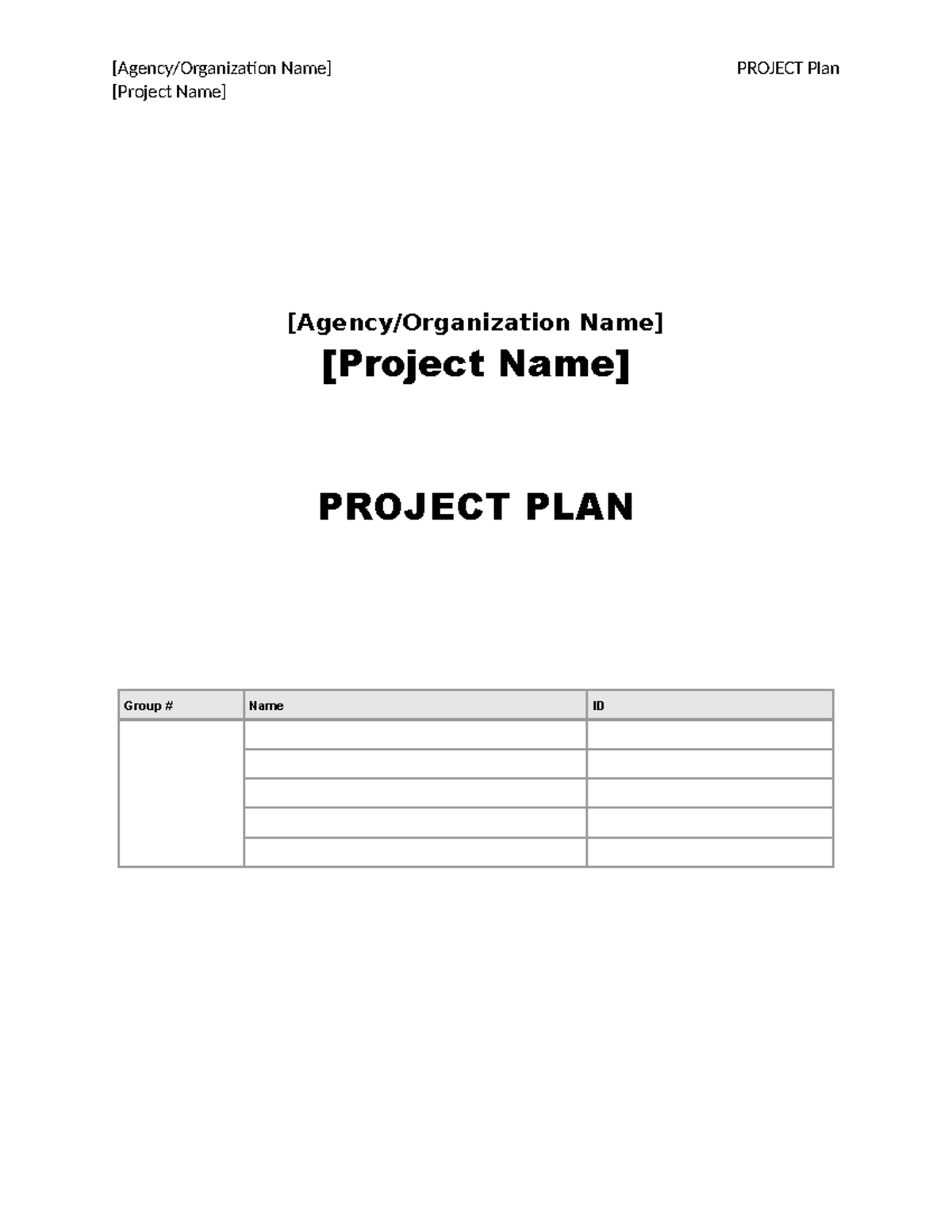 Project Plan Template - [Project Name] [Agency/Organization Name ...