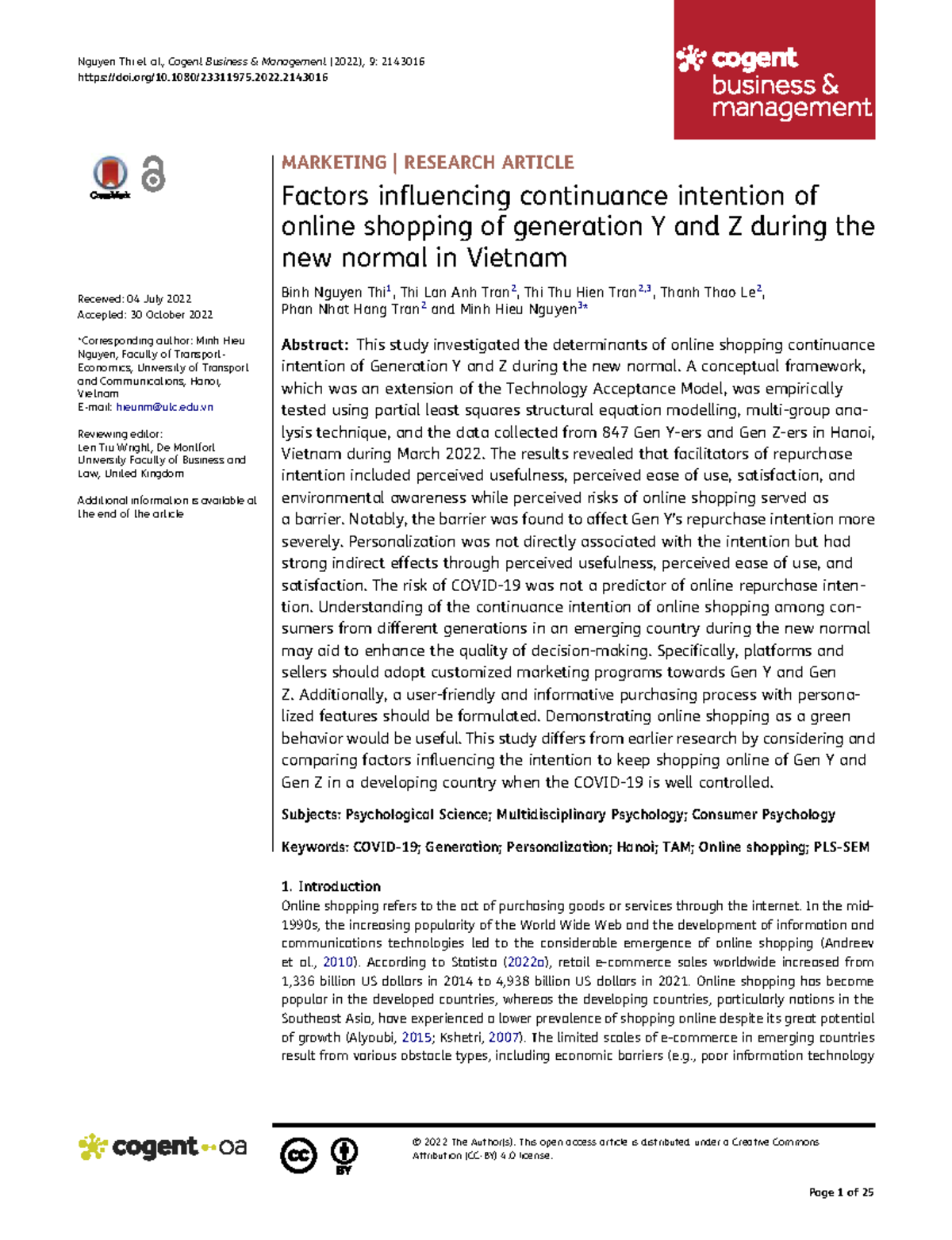 Factors Influencing Online Shopping Continuance Intention of Gen Y & Z ...