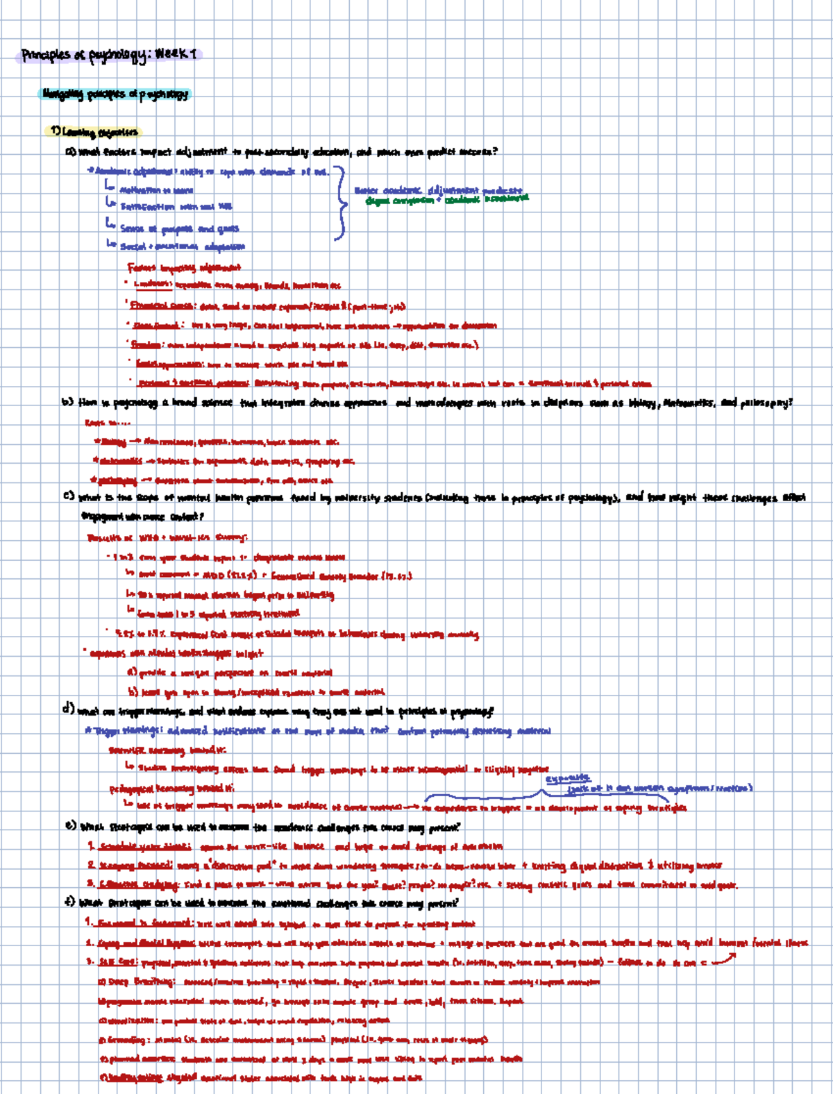 WEEK 1: Principles of Psychology Overview and Key Concepts - Studocu