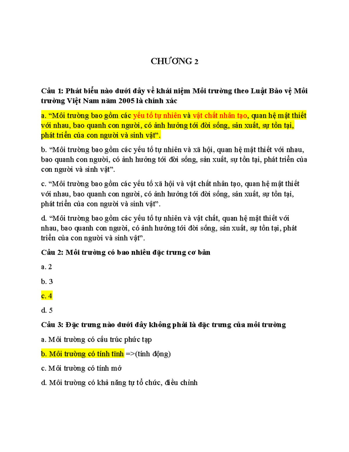 tn ktmt Chương 2: Khái Niệm và Đặc Trưng Môi Trường theo Luật 2005 ...