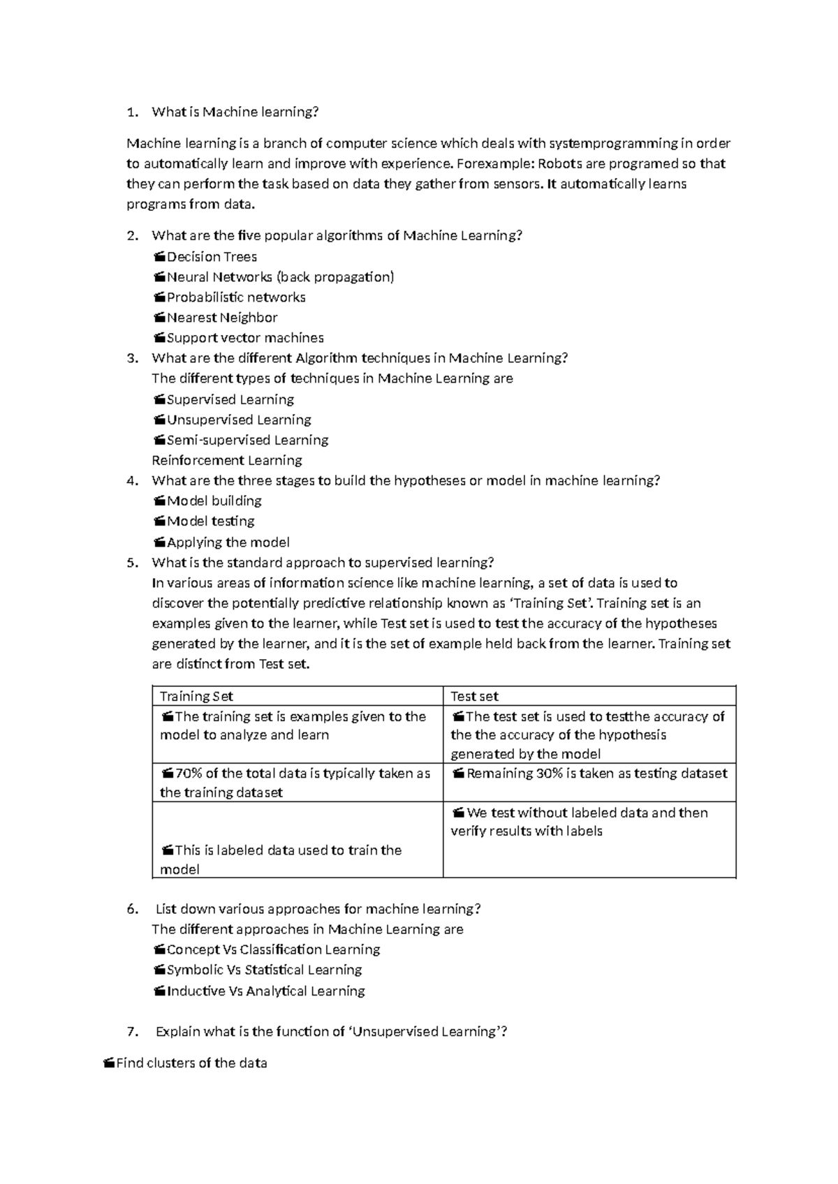 AML 2 Marks Unitwise Important Questions on Machine Learning Concepts ...