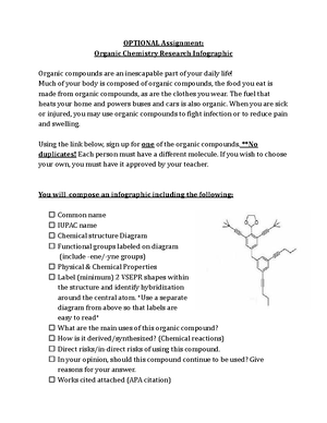 ( Optional) Organic Compound Research Infographic Rubric - RUBRIC ...