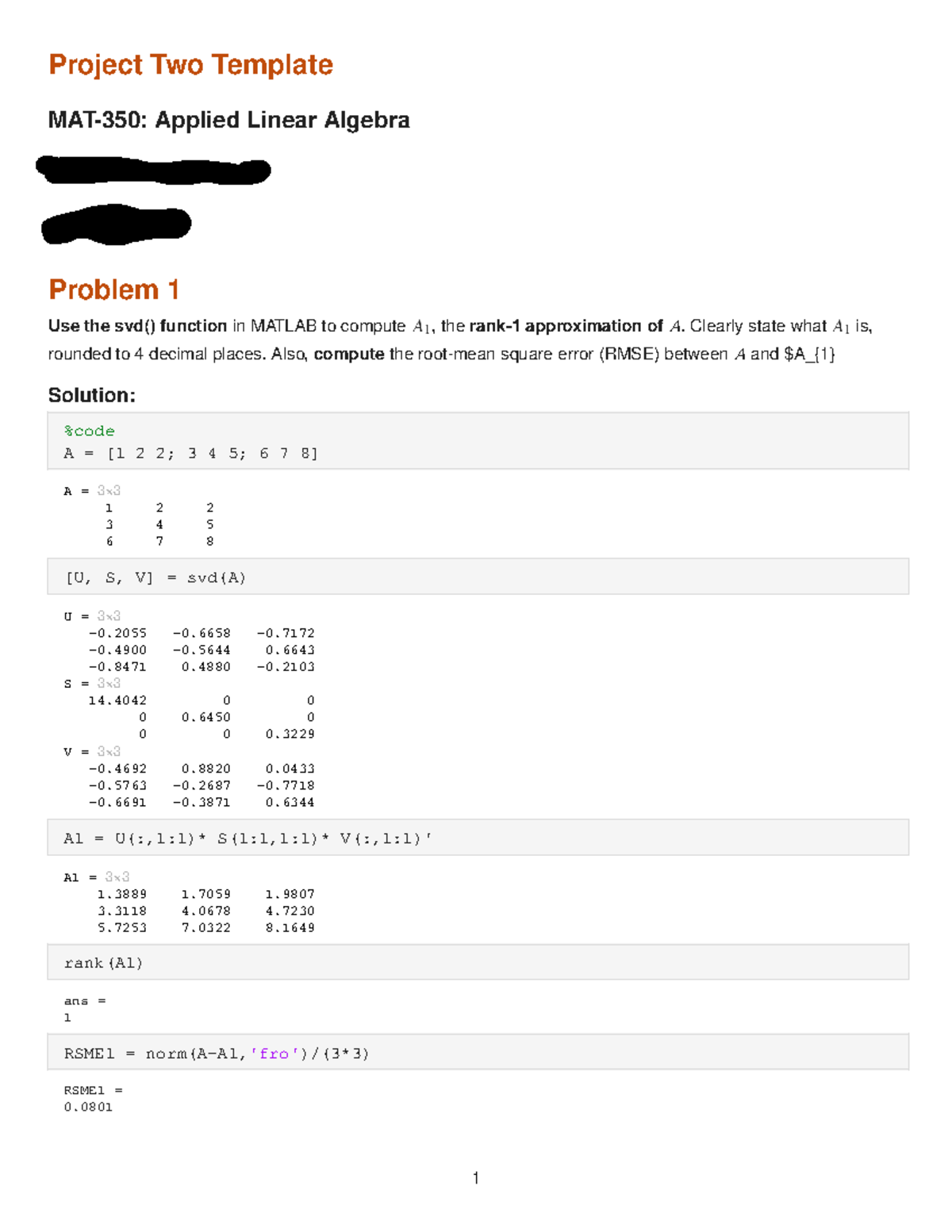 Project Two - Clearly state what is, rounded to 4 decimal places. Also ...