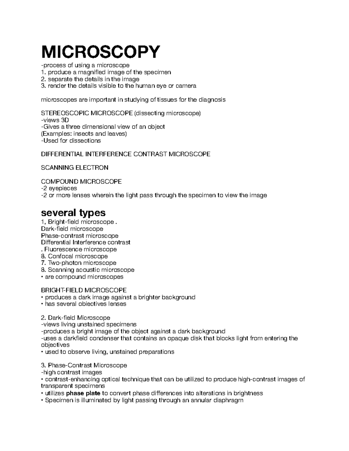 Microscopy Techniques and Applications: A Comprehensive Overview - Studocu