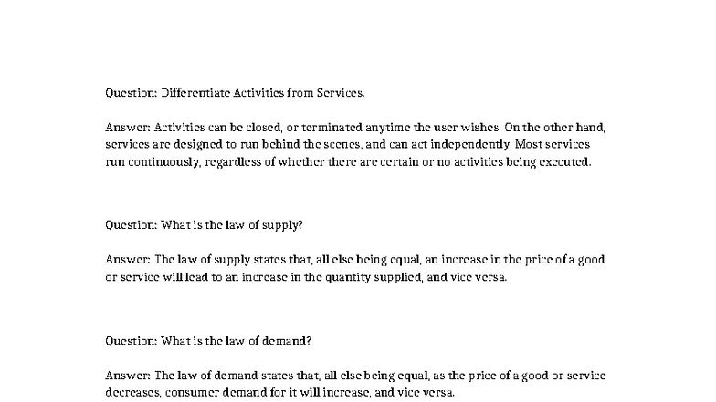 Carnegie Mellon Lecture Notes: Activities, Services, and Economics ...