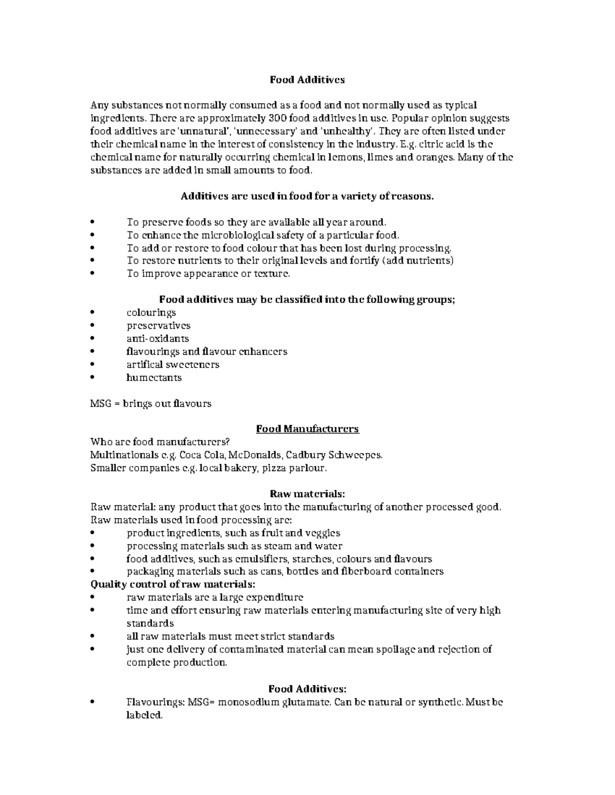 Food Manufacture Notes: Understanding Additives, Processes, and Quality ...