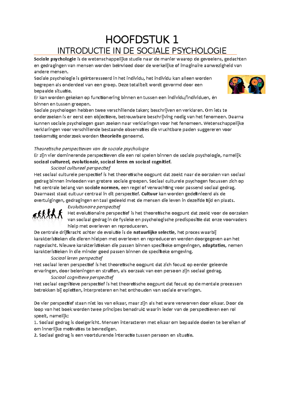 Summary Social Psychology: Goals in Interaction Chapter 1