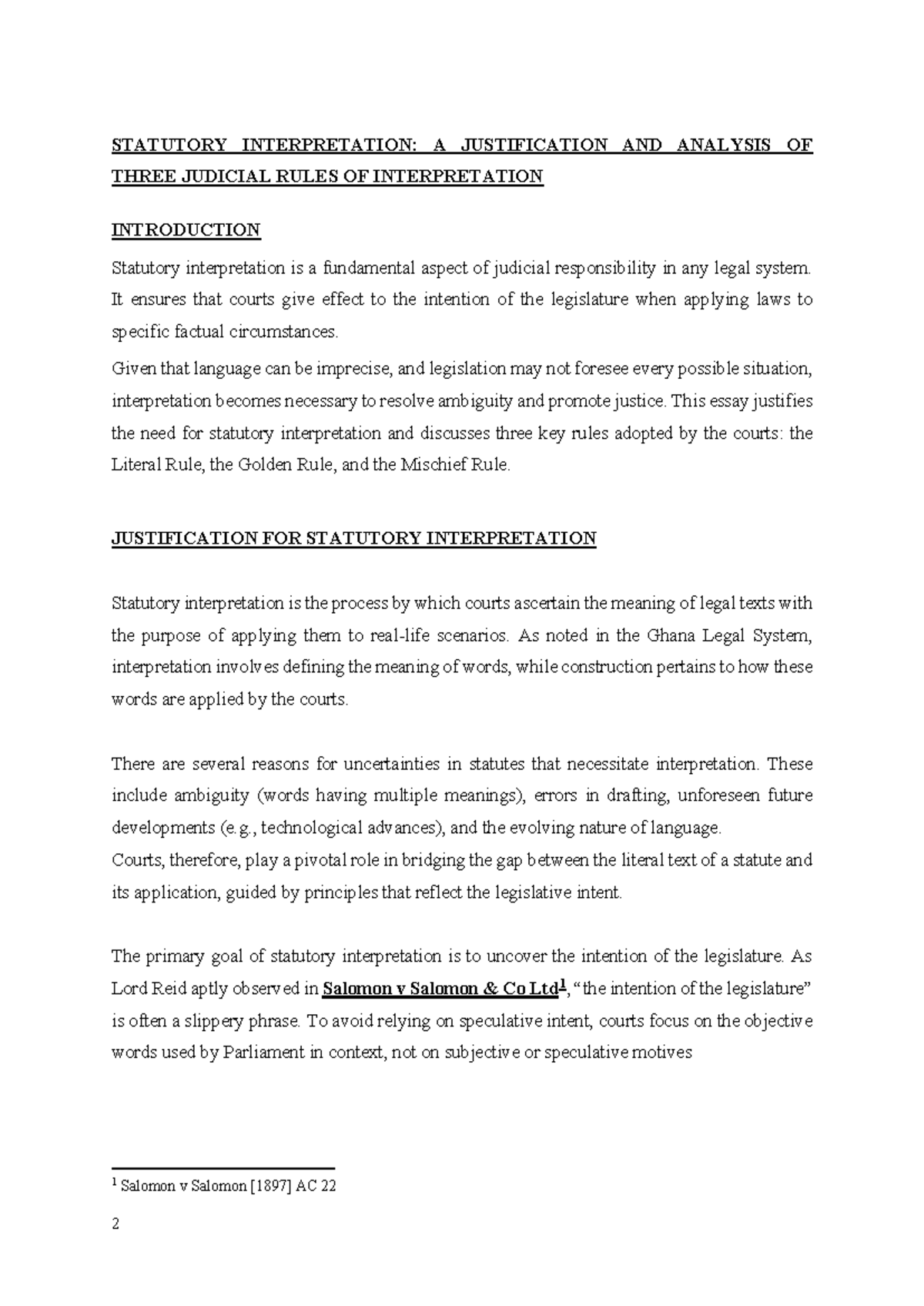 Ghana Legal Method Assignment 2: Analysis of Judicial Rules in ...