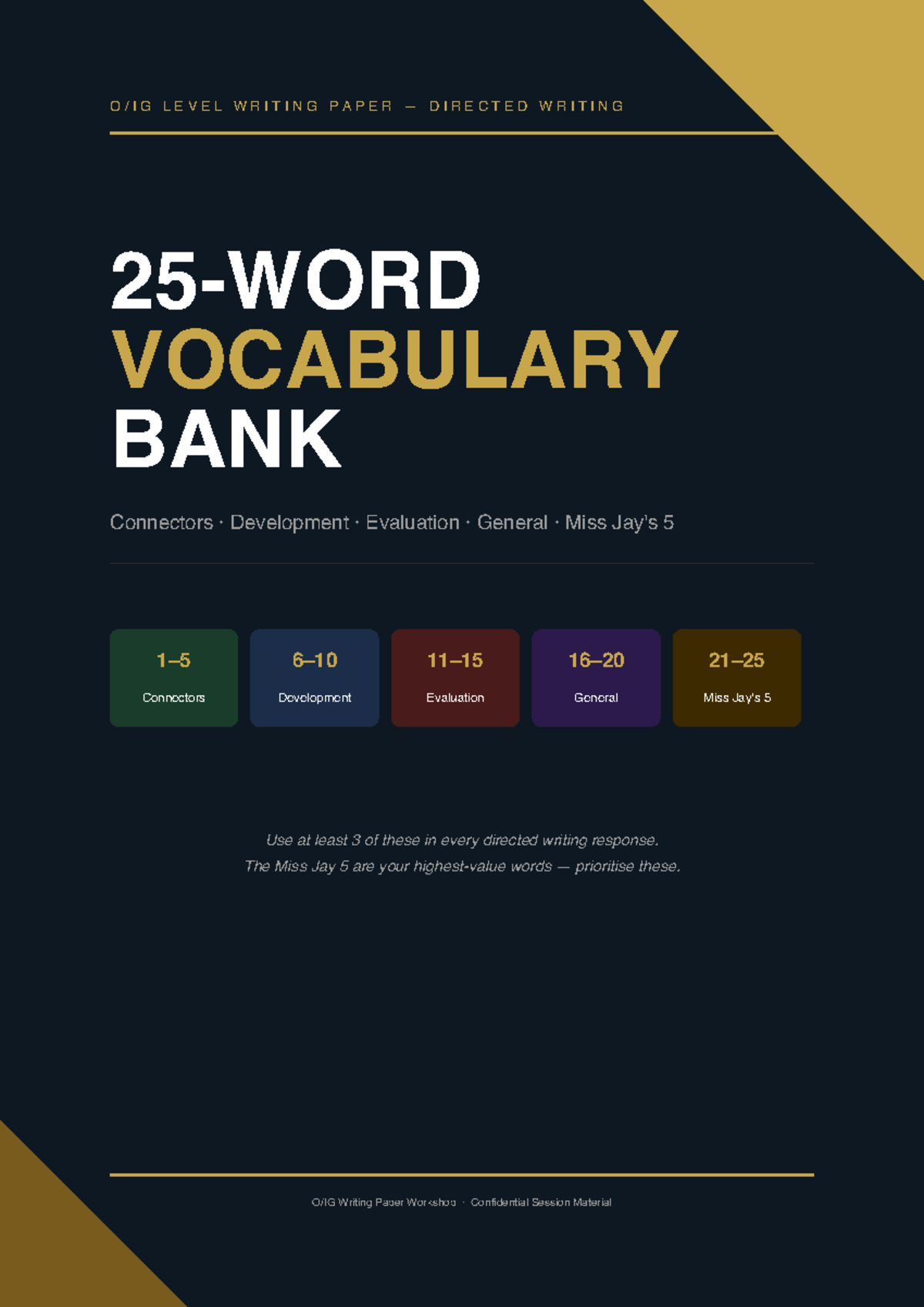 LEVEL 5 DIRECTED WRITING VOCABULARY BANK & ESSAY TIPS - Studocu