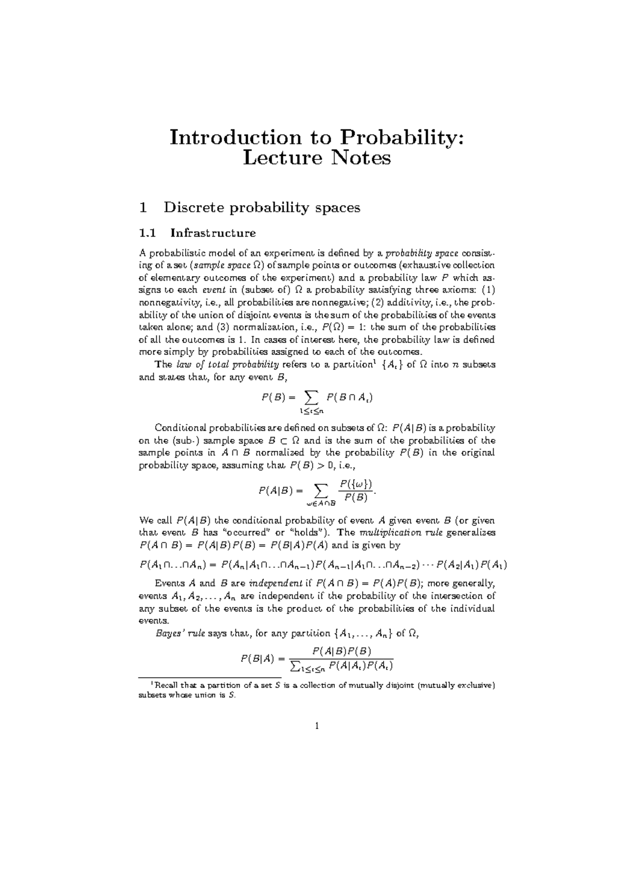 Lecturenotes 3658 - lecture notes - Introduction to Probability ...