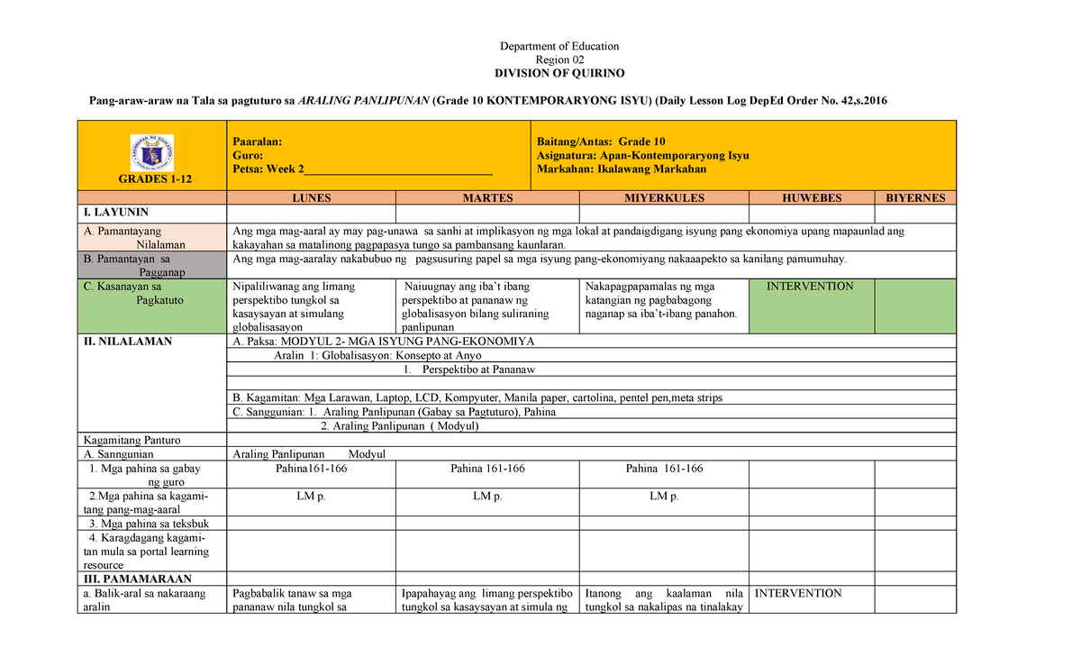 432841572 Dll Apan g10 Quarter 2 Week 2 - Department of Education ...