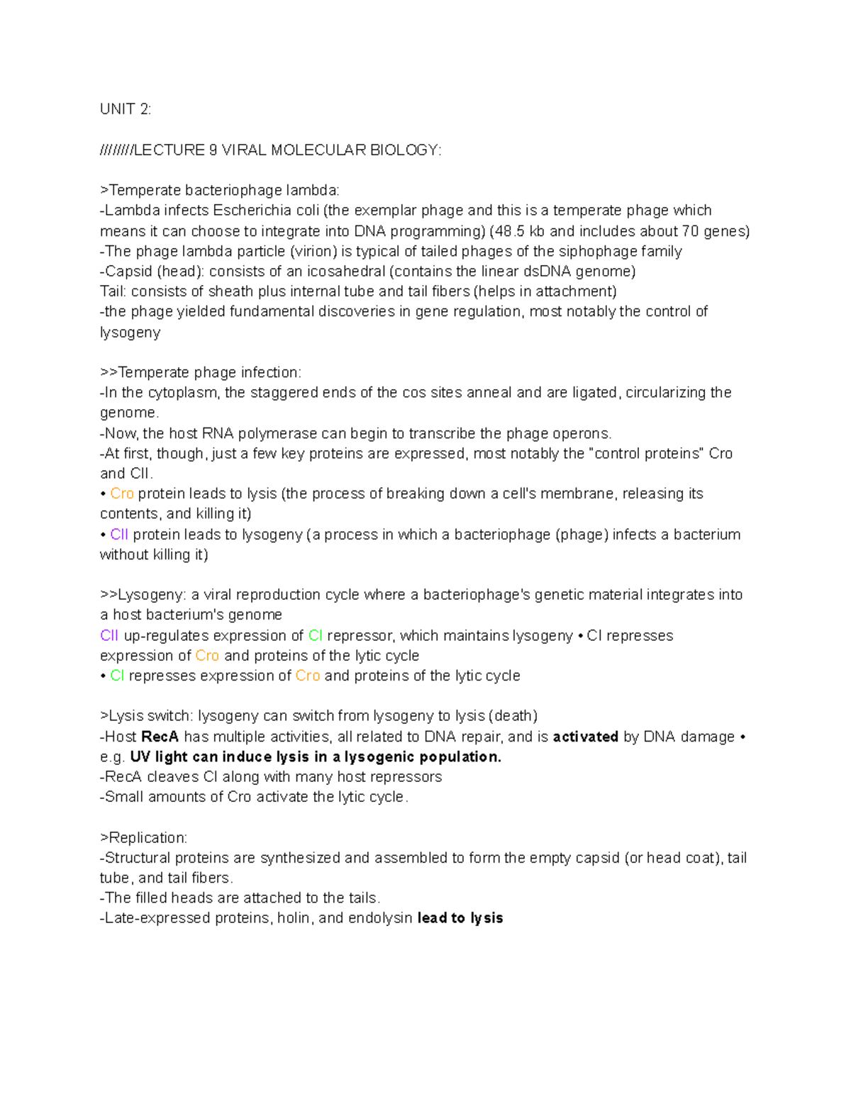 BIO 350 UNIT 2 Study Guide - UNIT 2: ////////LECTURE 9 VIRAL MOLECULAR ...