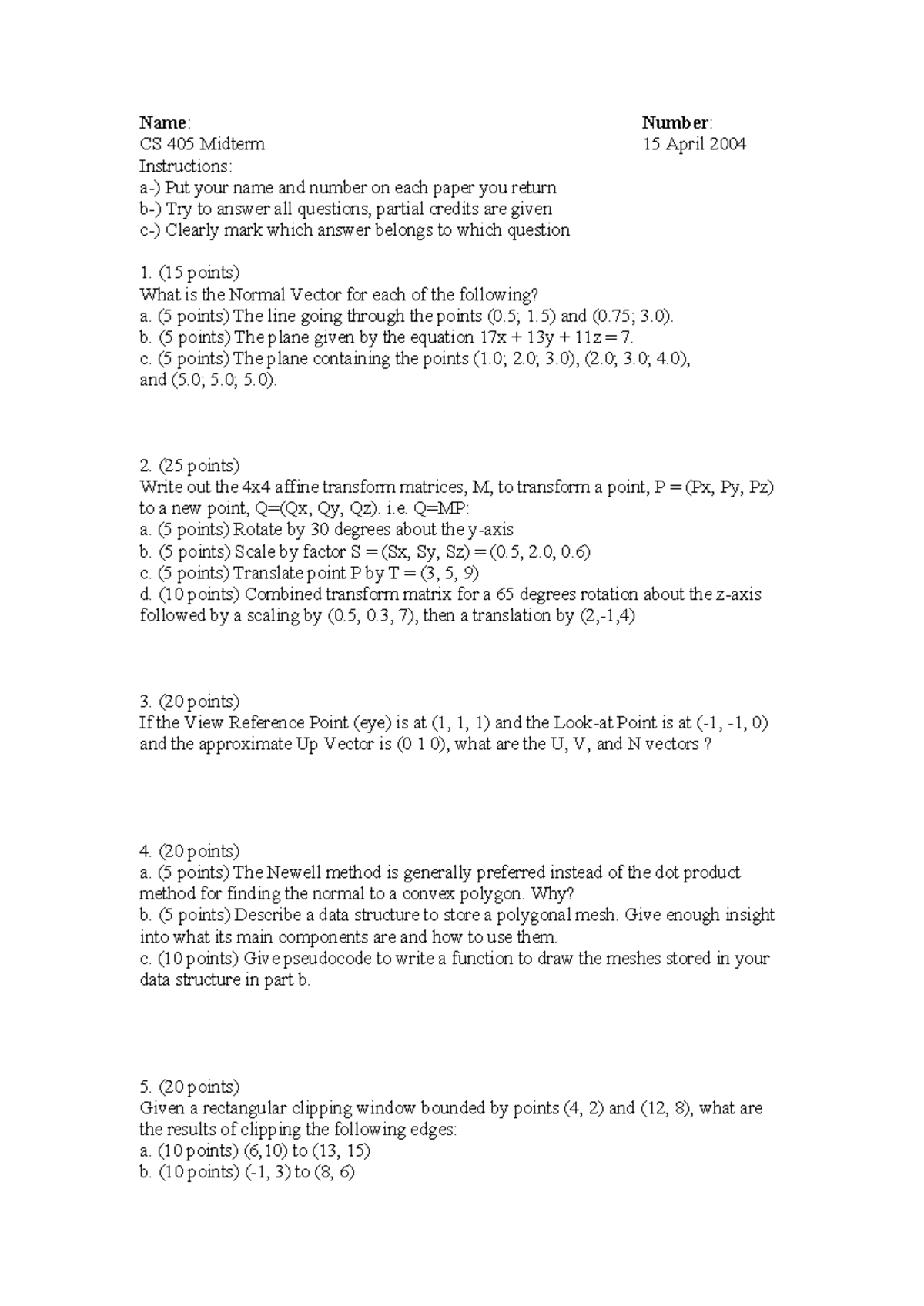 CS 405 Midterm - Past Exam Questions and Solutions - Studocu