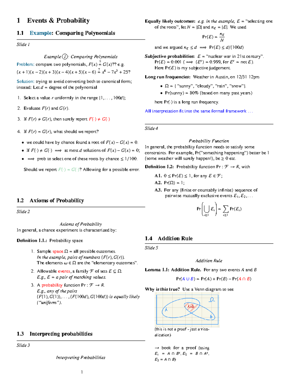 Ch1-slides - Lecture Notes from the class in PDF - 1 Events ...