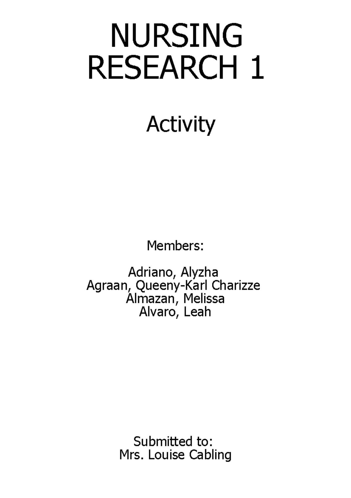 NURSING RESEARCH 1: Chapter 2 Lab on Identifying Research Problems ...
