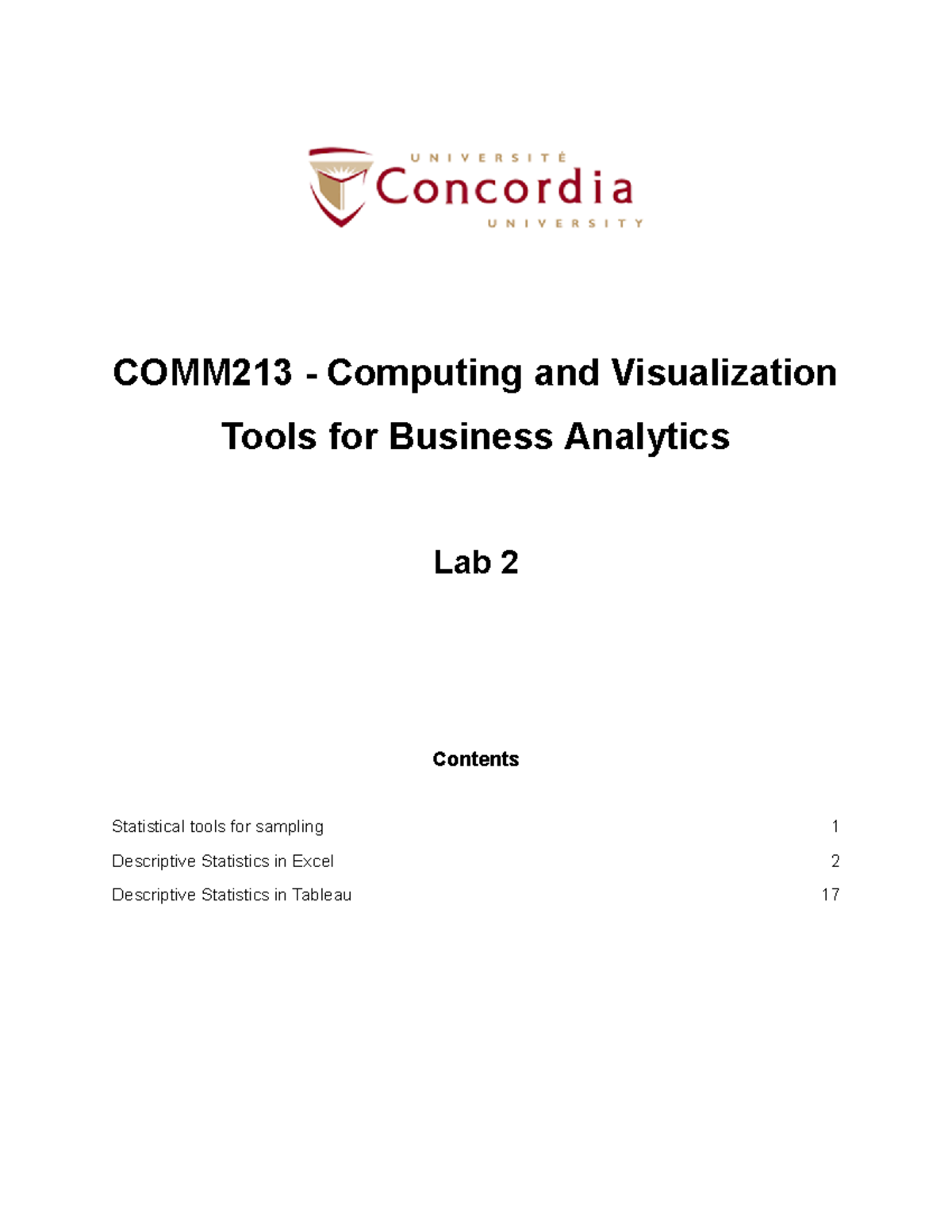 Lab 2 notes - COMM213 - Computing and Visualization Tools for Business ...