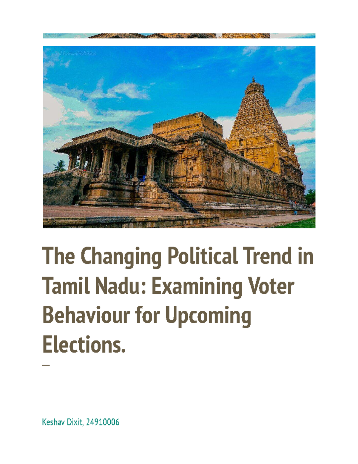 Tamil Nadu Elections 2026: Analyzing Voter Behavior Trends - Studocu