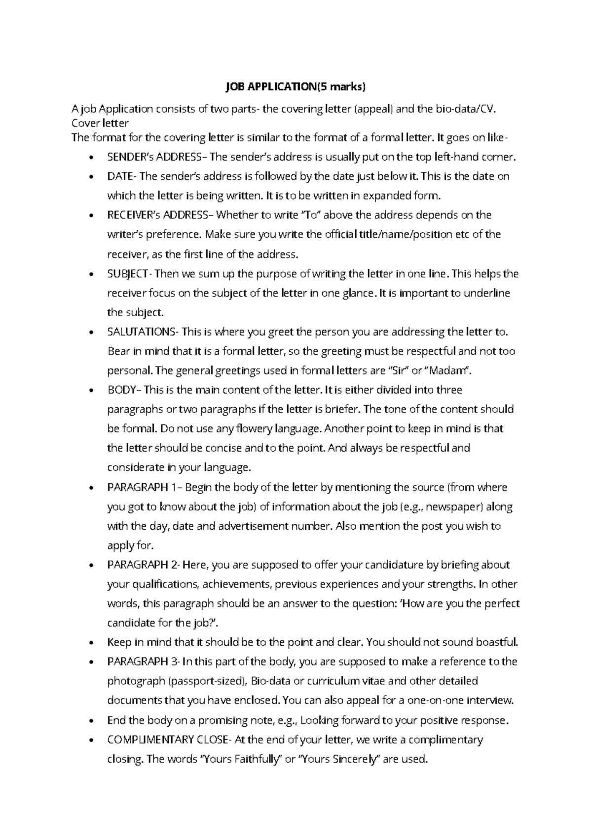JOB APPLICATION GUIDE (5 Marks) - Studocu