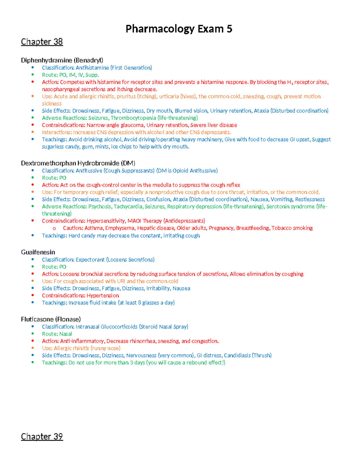 Pharmacology Exam 5 Study Guide: Key Drugs and Their Uses - Studocu