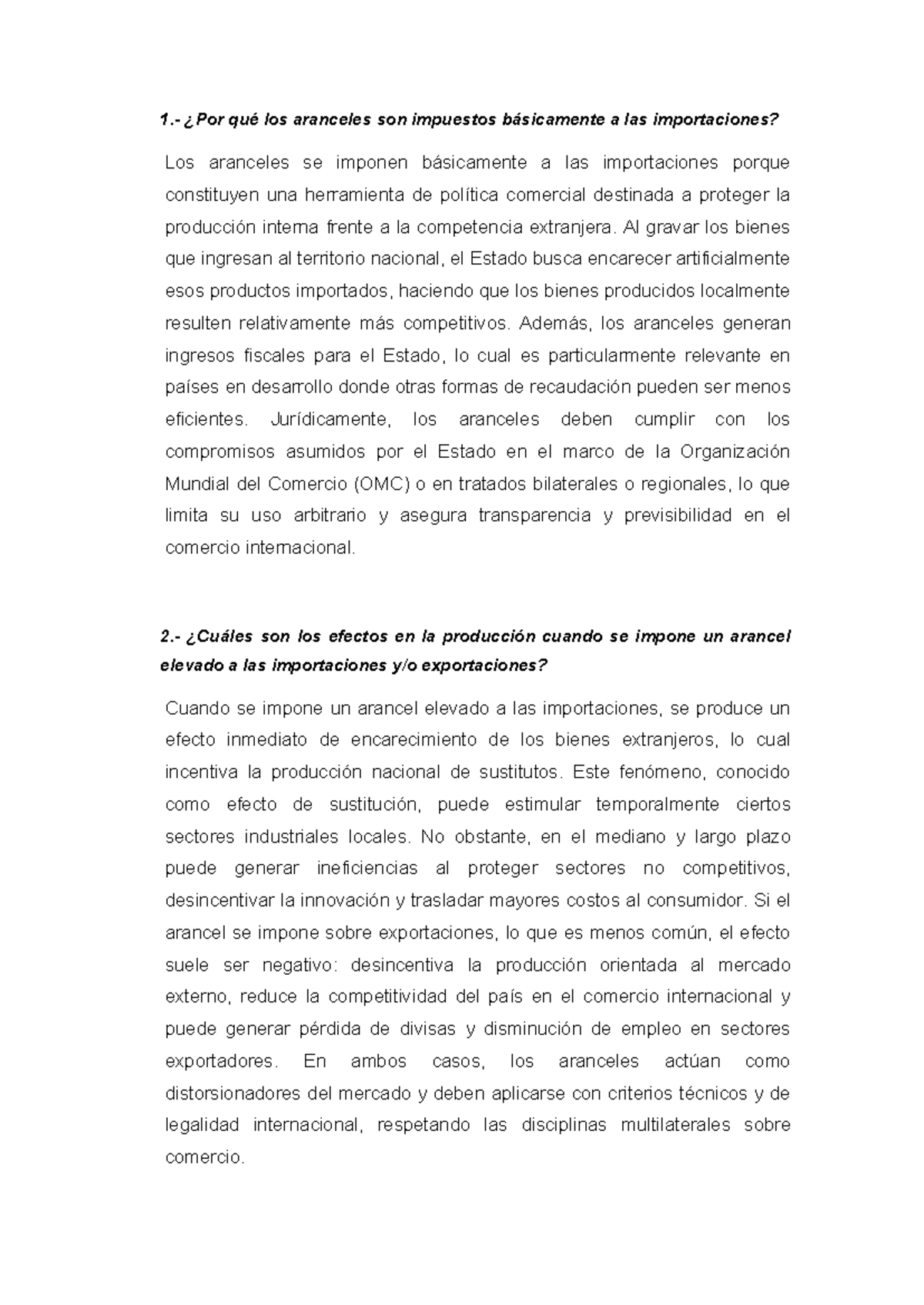 Foro 2 - Impuestos y Efectos de los Aranceles en el Comercio - Studocu