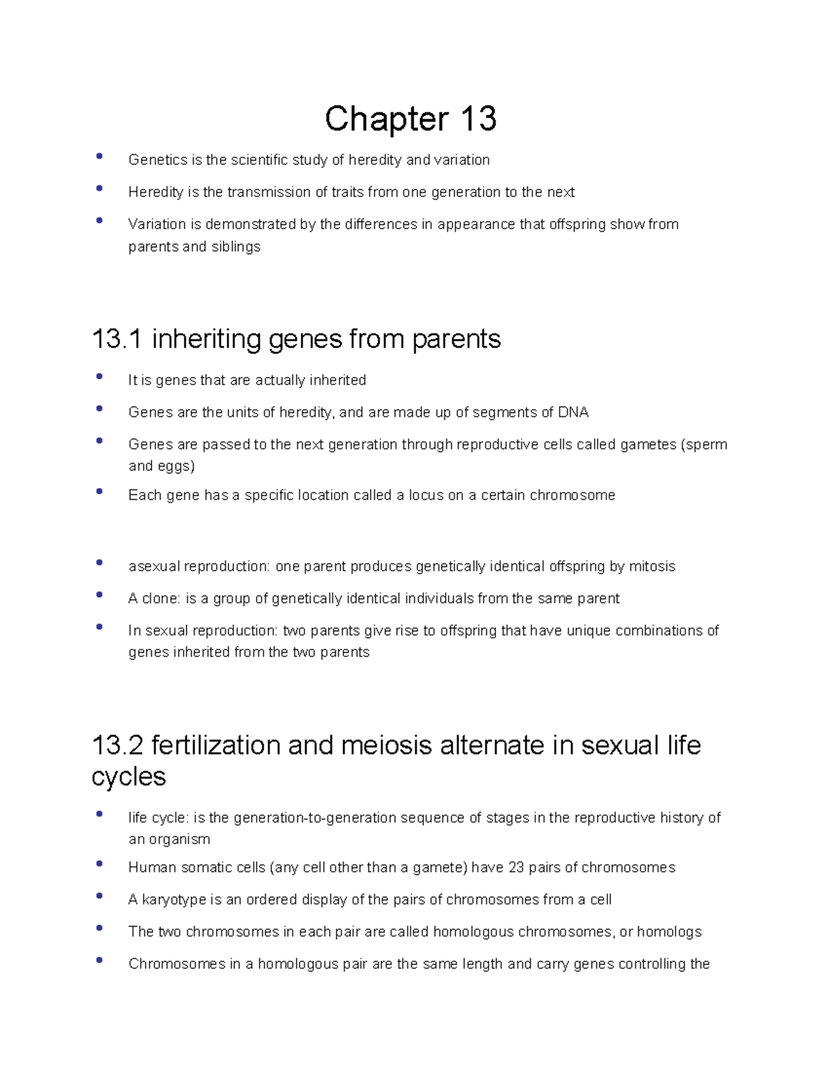 Biology Chapter 13 - Chapter 13 • Genetics is the scientific study of ...