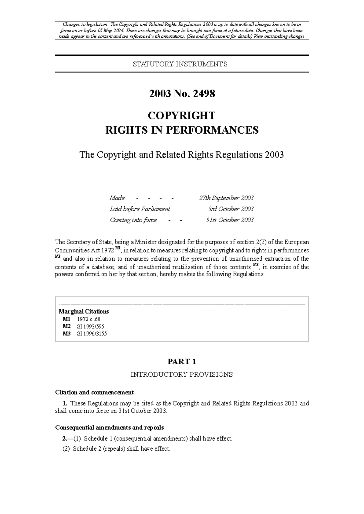 Copyright and Related Rights Regulations 2003 - There are changes that ...