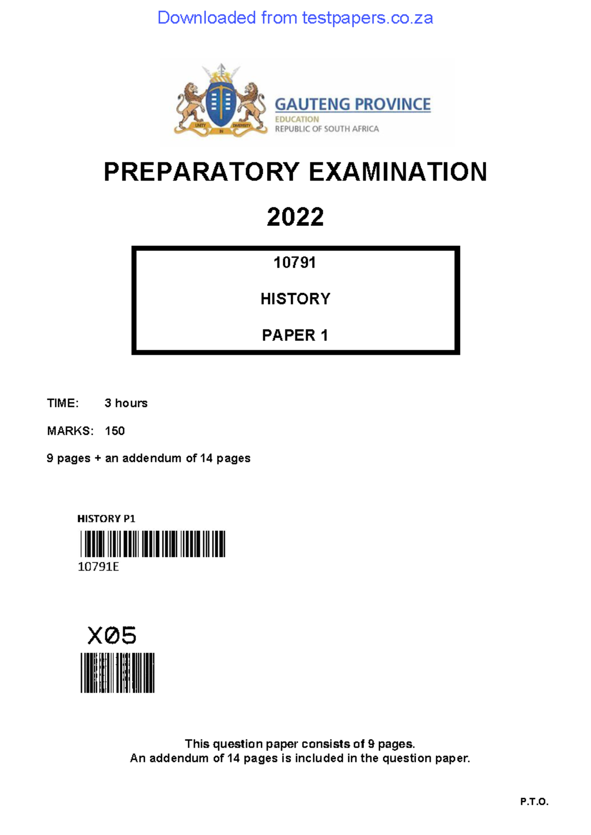 Gr12 History P1 (English) SEP 2022 Prep Exam Question Paper - Studocu