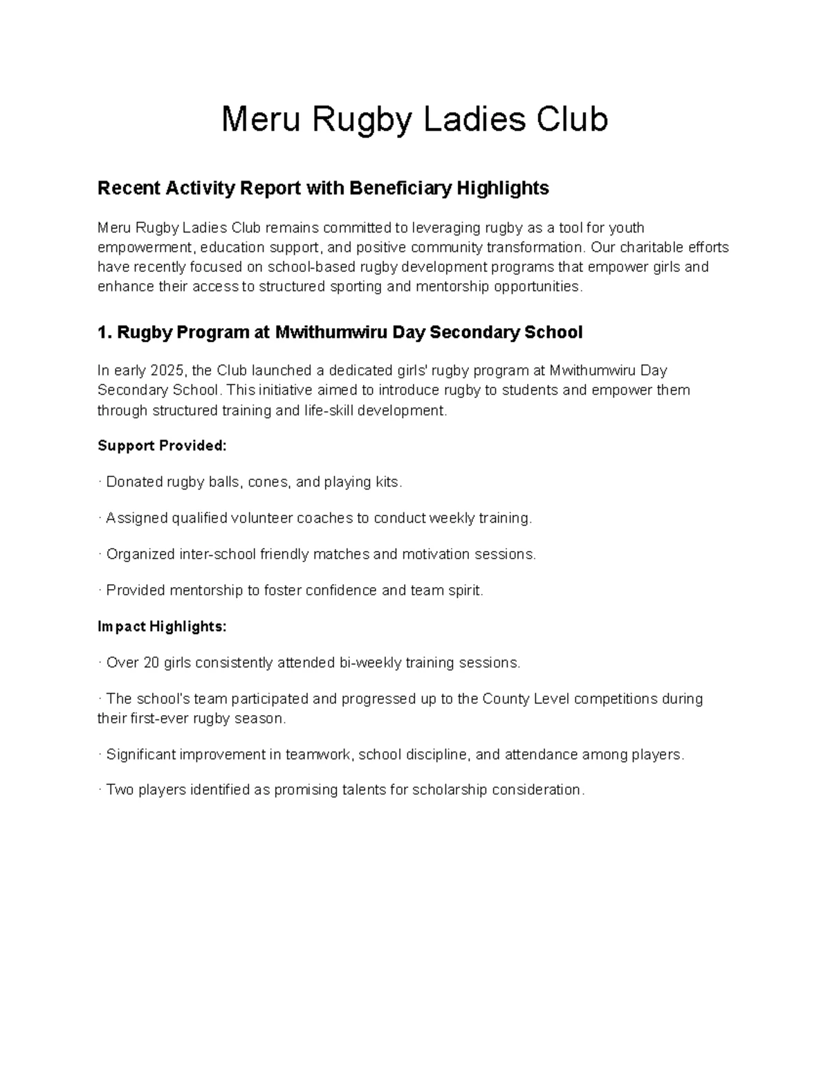 MRLC Rugby for Resilience Program Proposal & Budget Plan - Studocu