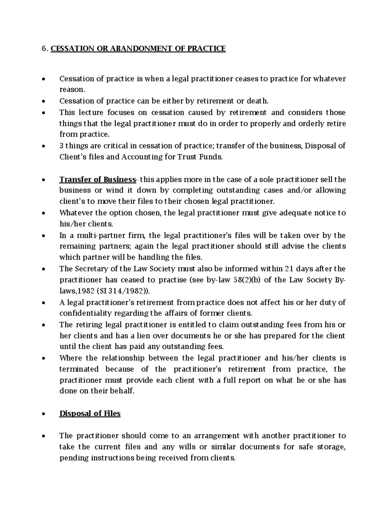 Ceasation OF Practice & Disciplinary Proceedings - 6. CESSATION OR ...