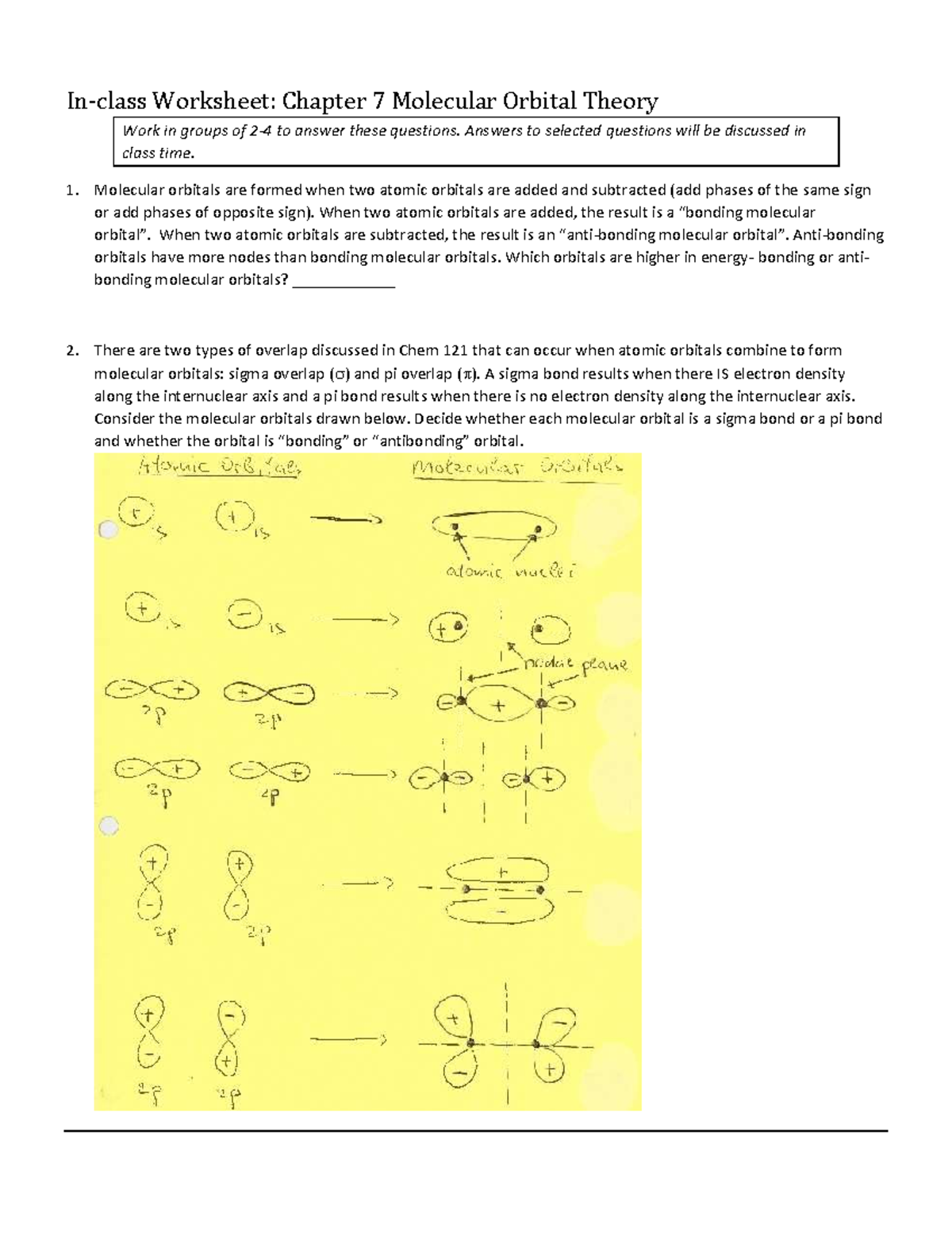 Chapter+8 MO Worksheet+2022S - In-class Worksheet: Chapter 7 Molecular ...