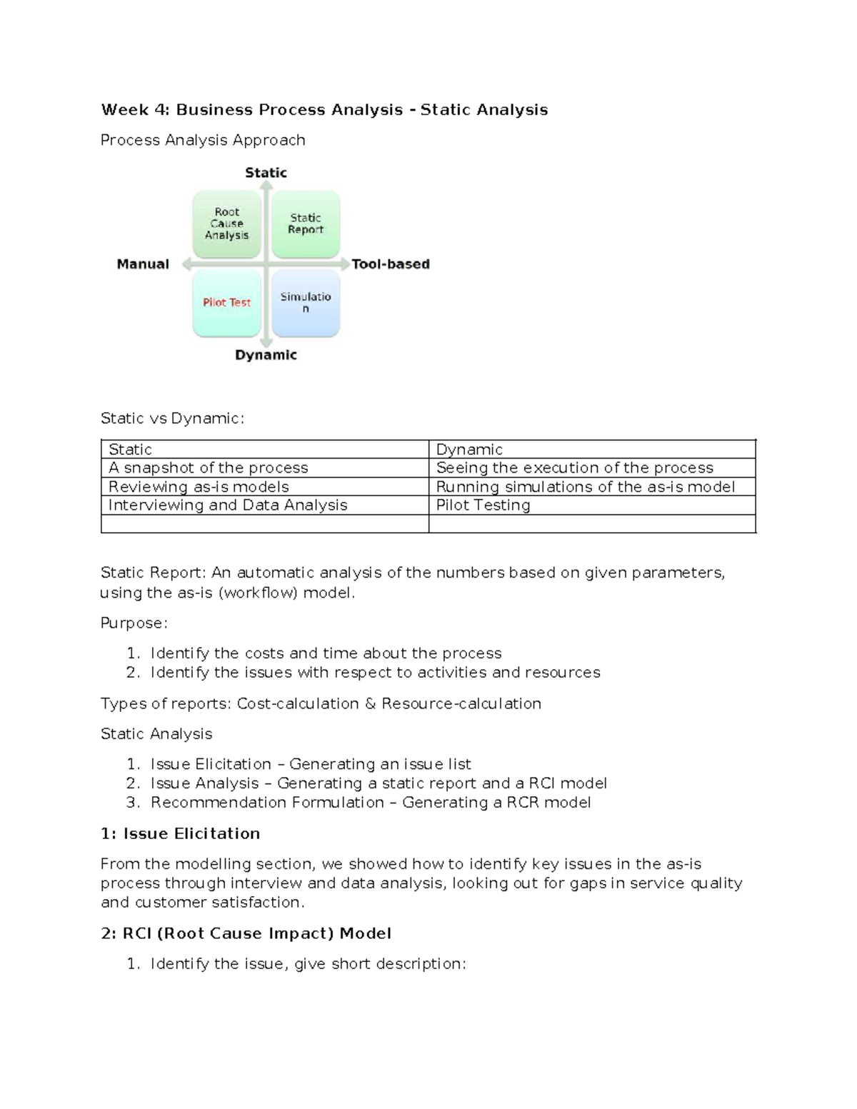Business Process Analysis Notes: Week 4 & 5 Overview - Studocu