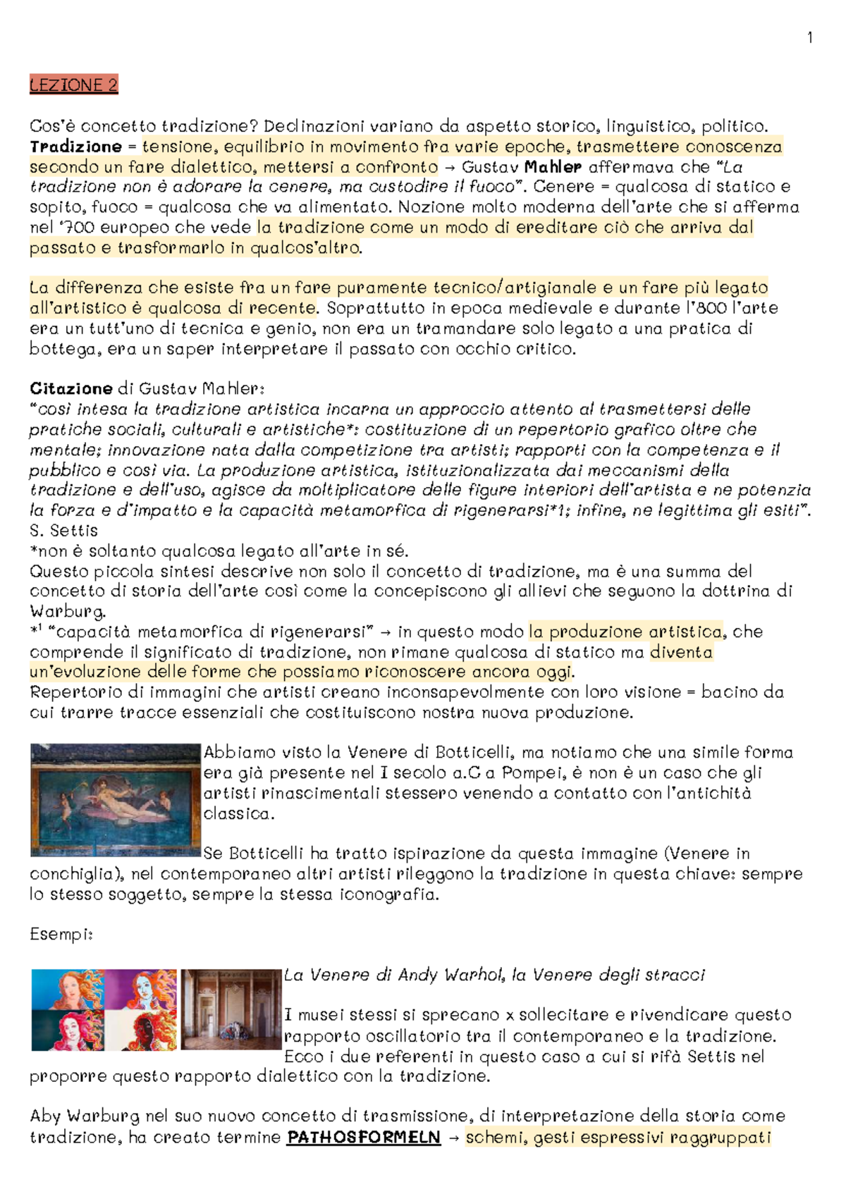 Lezione 2: Tradizione e Innovazione nella Storia dell'Arte ...