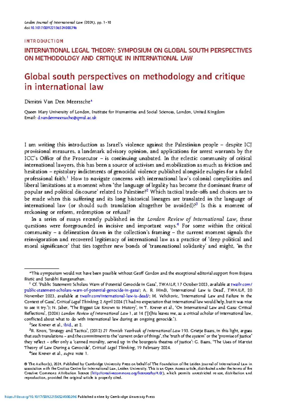 Global South Perspectives on Methodology & Critique in Int'l Law (2024 ...
