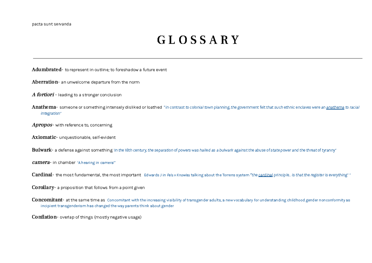 Law Glossary: Key Terms and Concepts for Legal Studies - Studocu