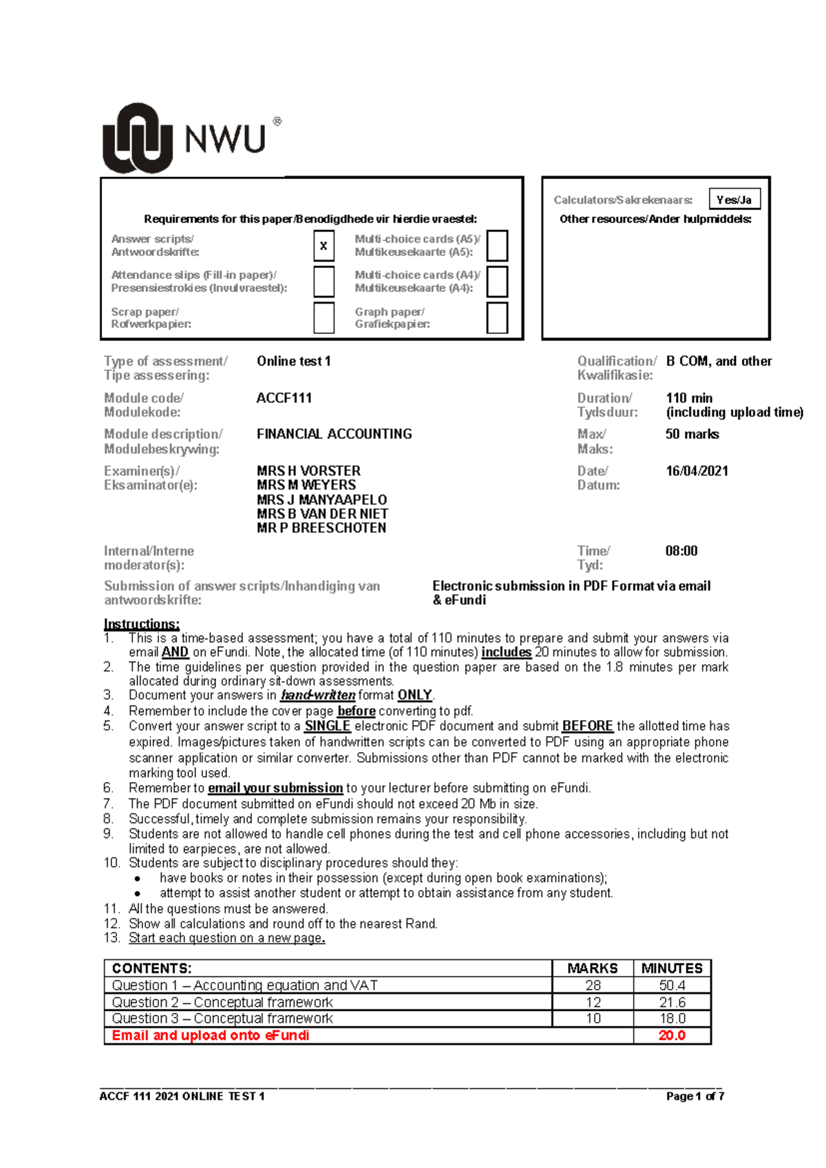 ACCF 111 Final Exam 2021 - Financial Accounting Past Papers - Studocu