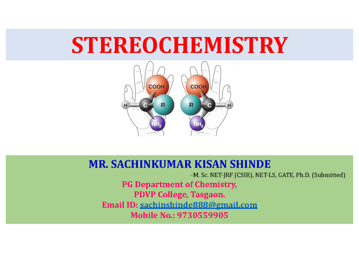 Stereochemistry Concepts and Analysis - PG Chemistry Syllabus - Studocu