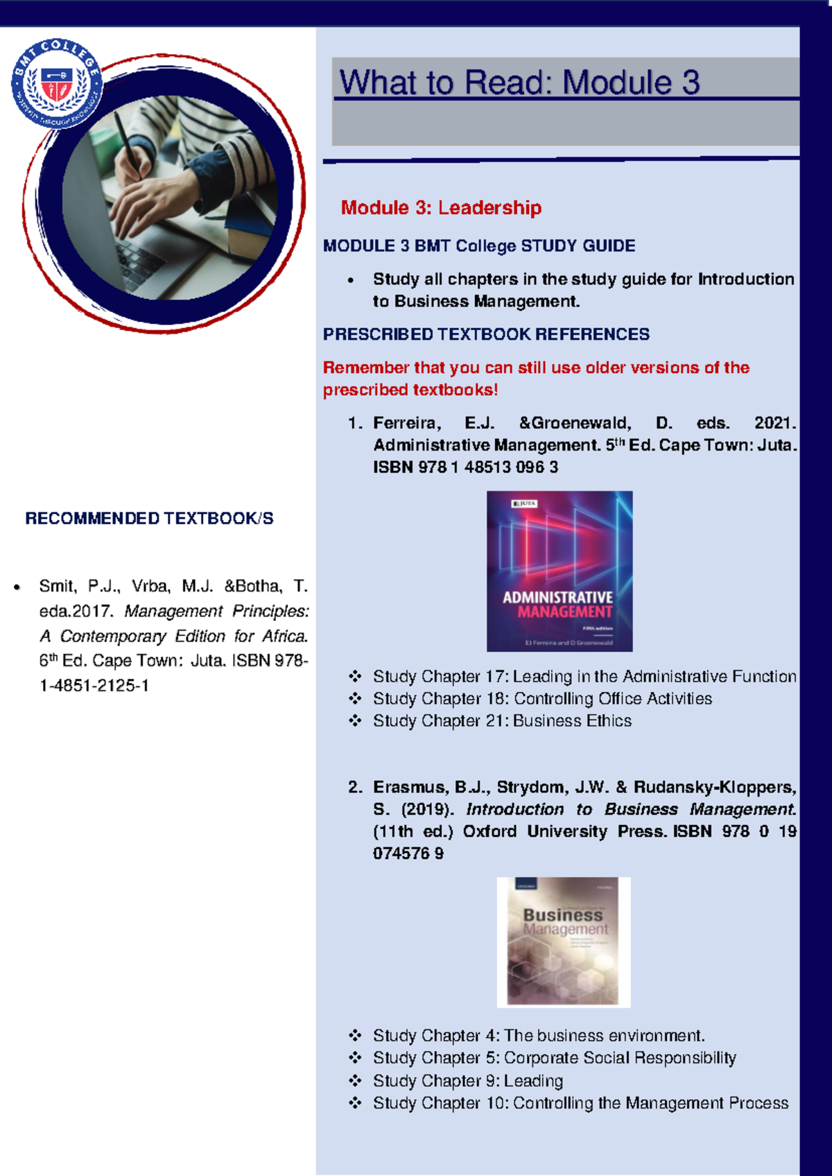 Leadership Study Guide - Module 3 (BMT) - Studocu
