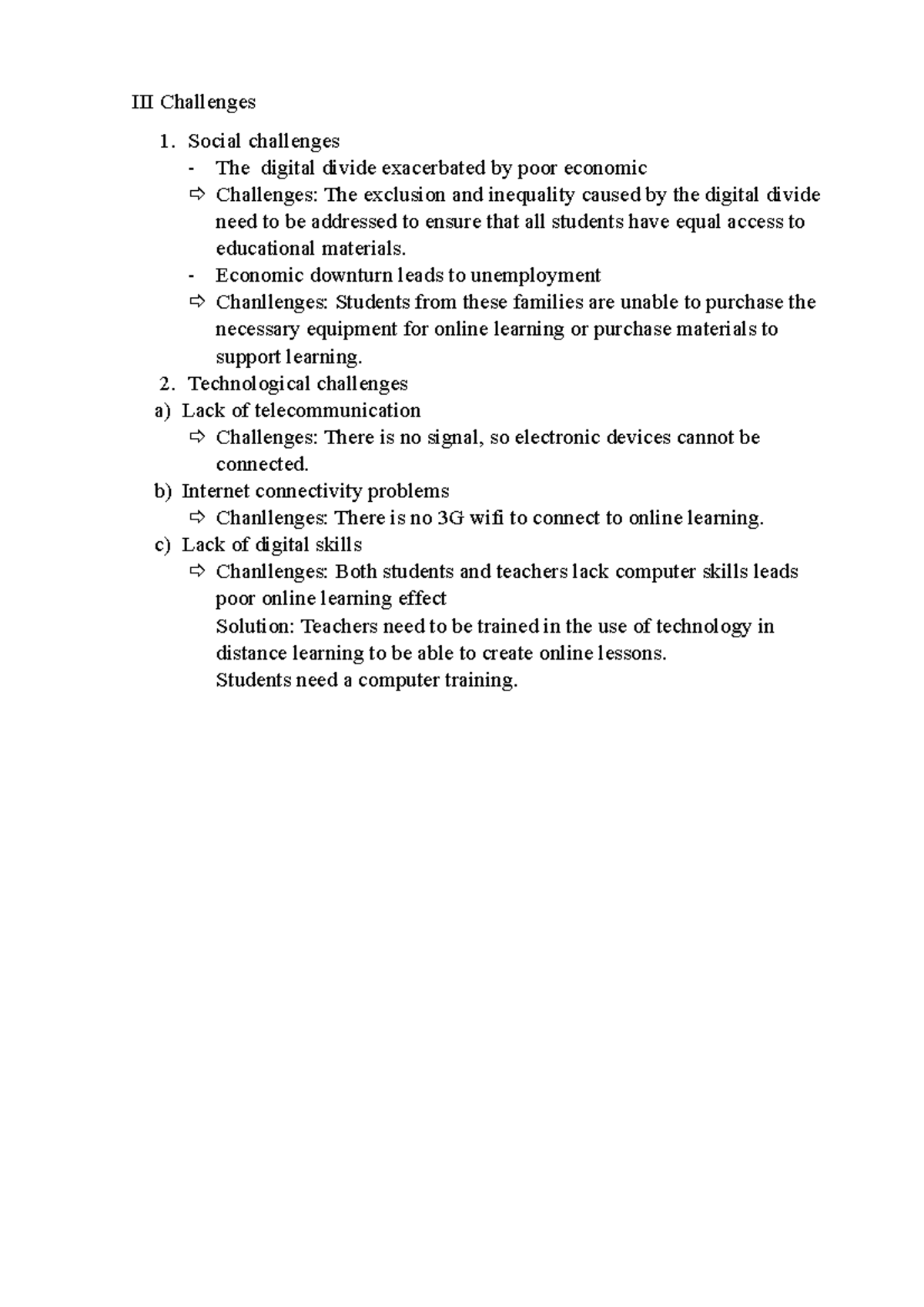 III-Challenges and Opportunities in Distance Learning - Studocu
