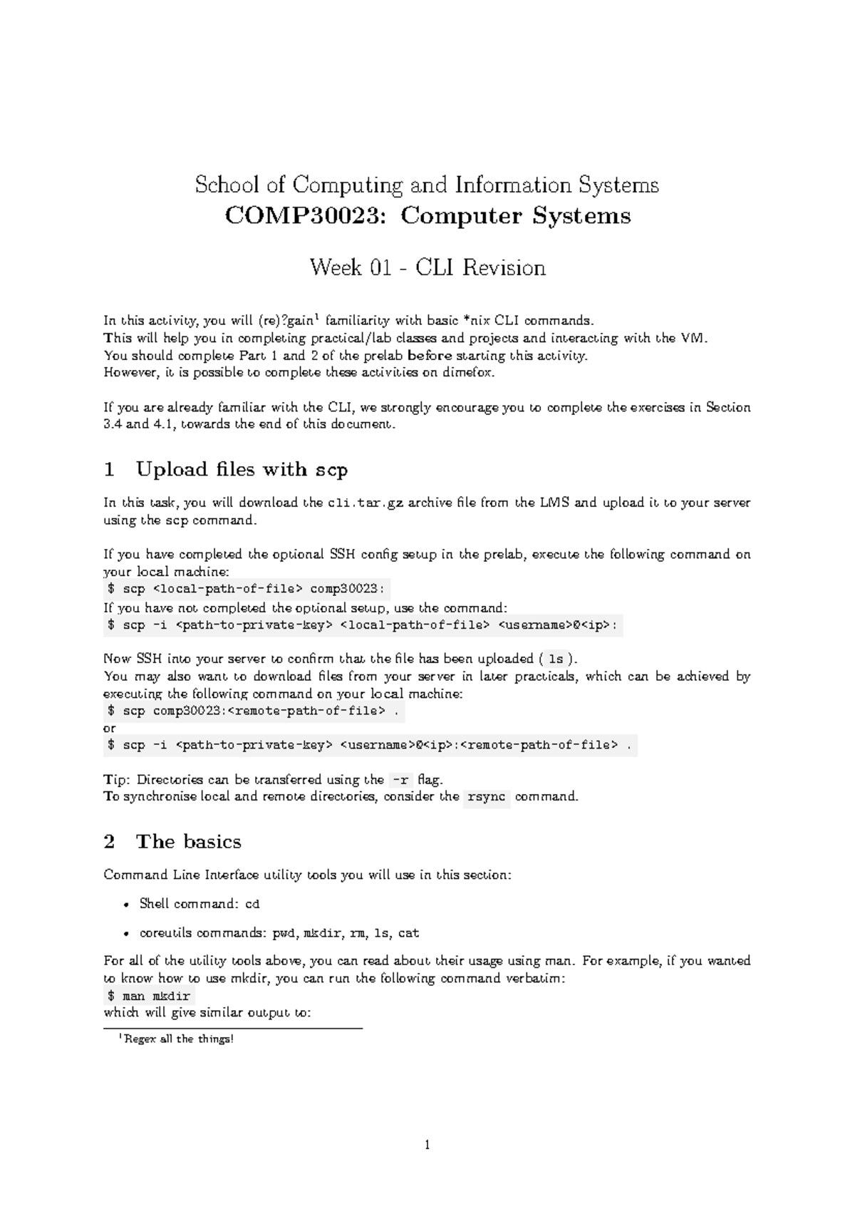 Lab1-cli - LAB1 - School of Computing and Information Systems COMP30023 ...
