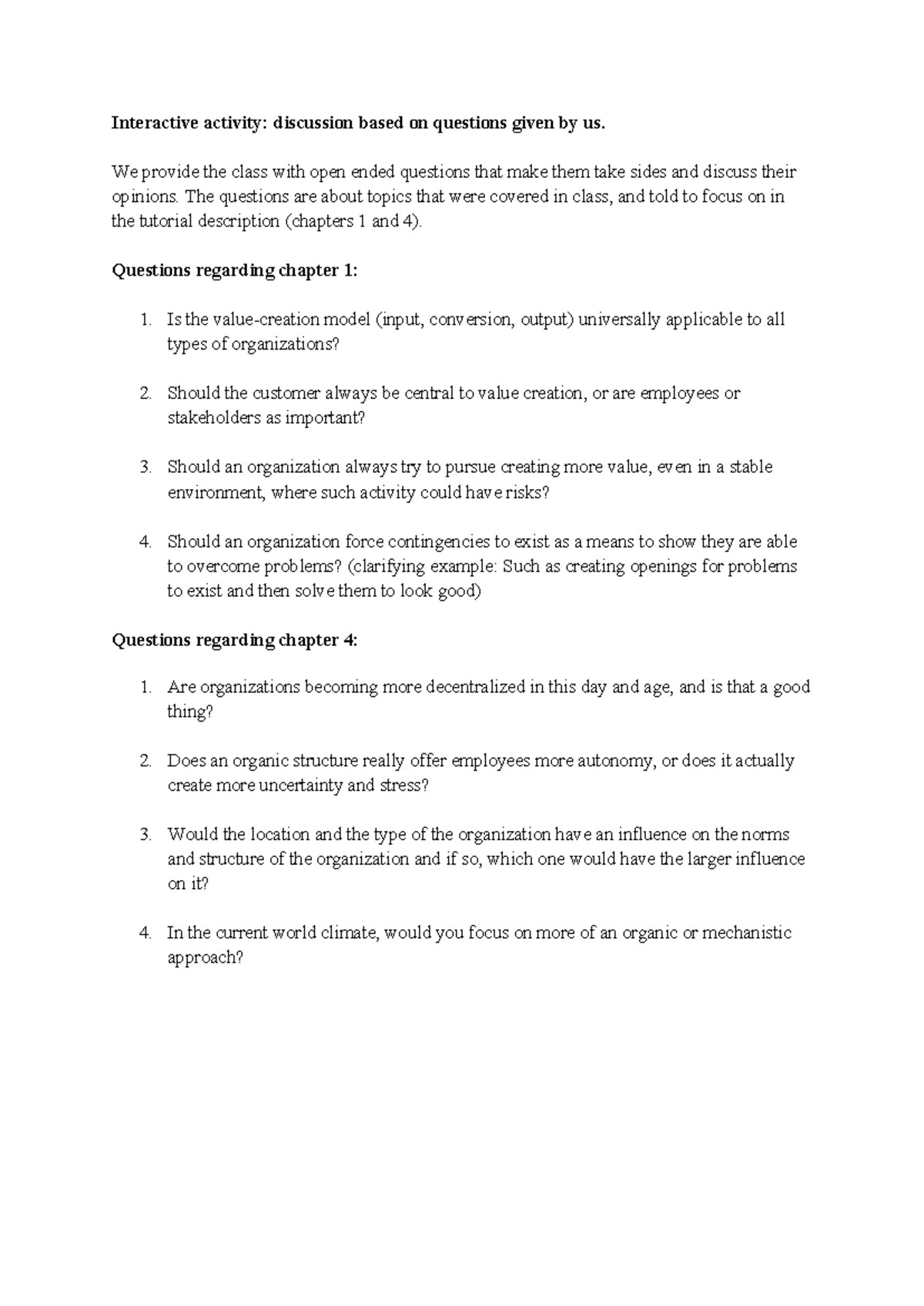 Interactive Activity: Discussion Questions for OS Tutorial W1 - Studeersnel