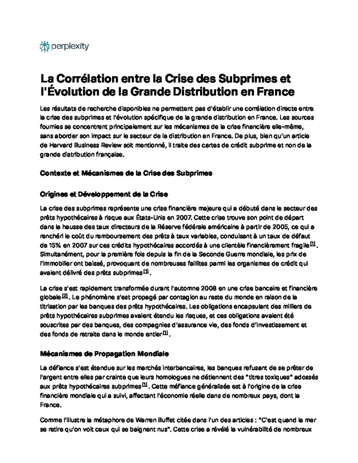 La Corrélation entre la Crise des Subprimes et l'É - Les résultats de ...