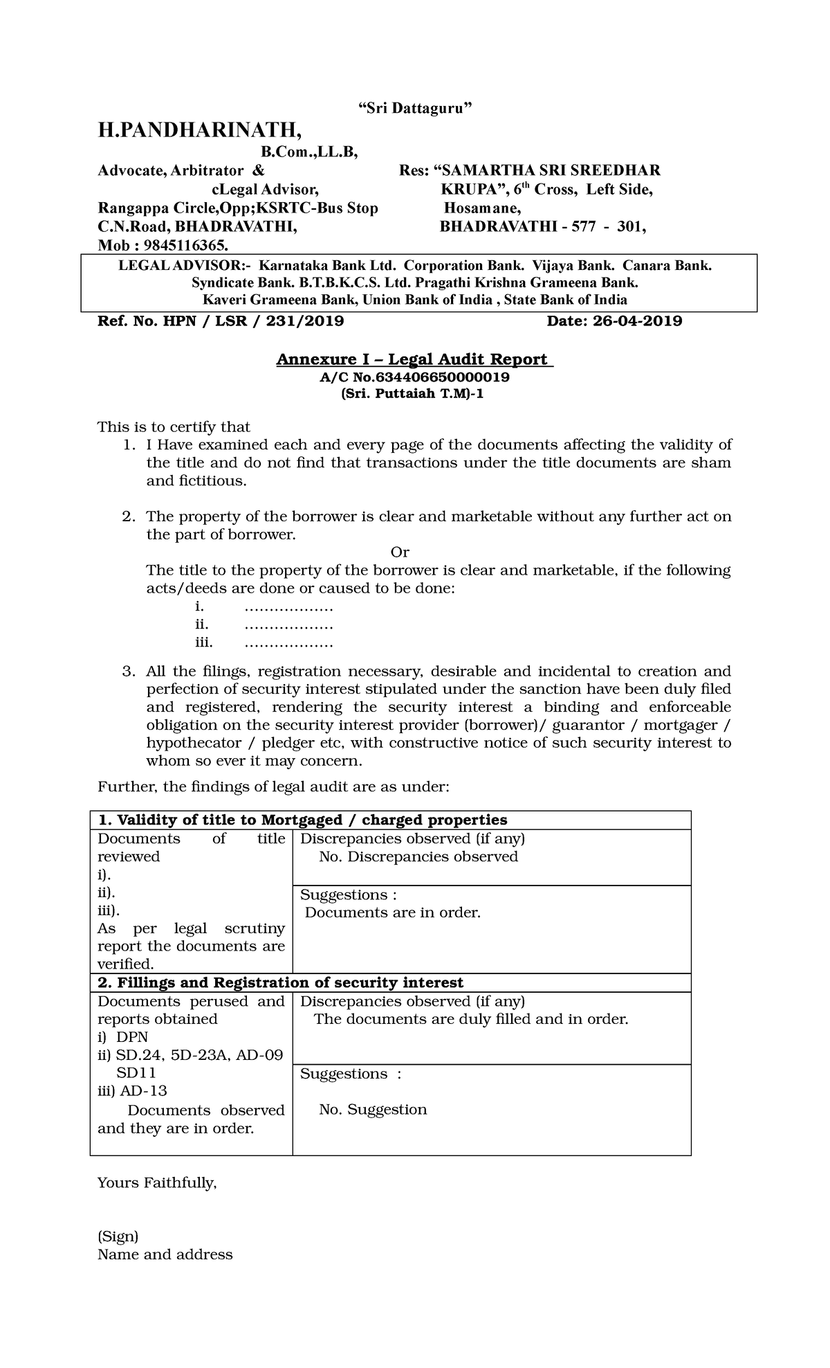 Legal Audit Report Format - HPN/LSR Series - Studocu