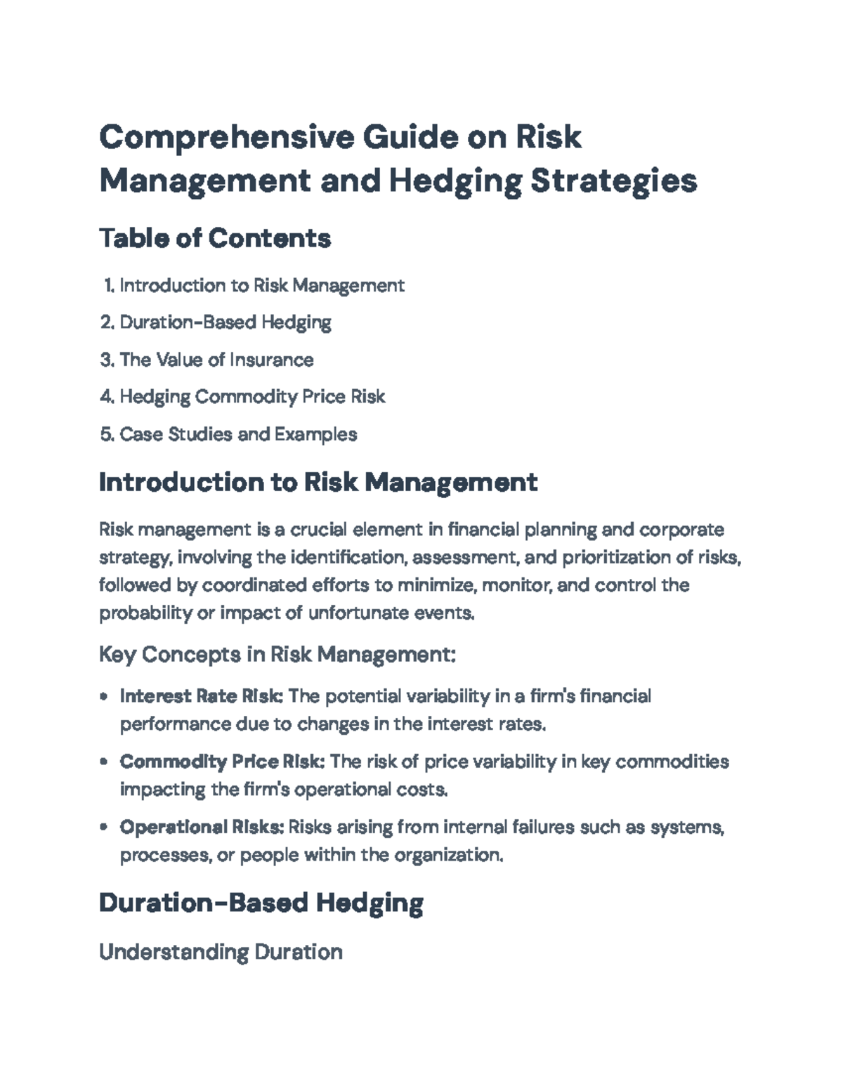 Comprehensive Guide to Risk Management and Hedging Strategies - Key ...