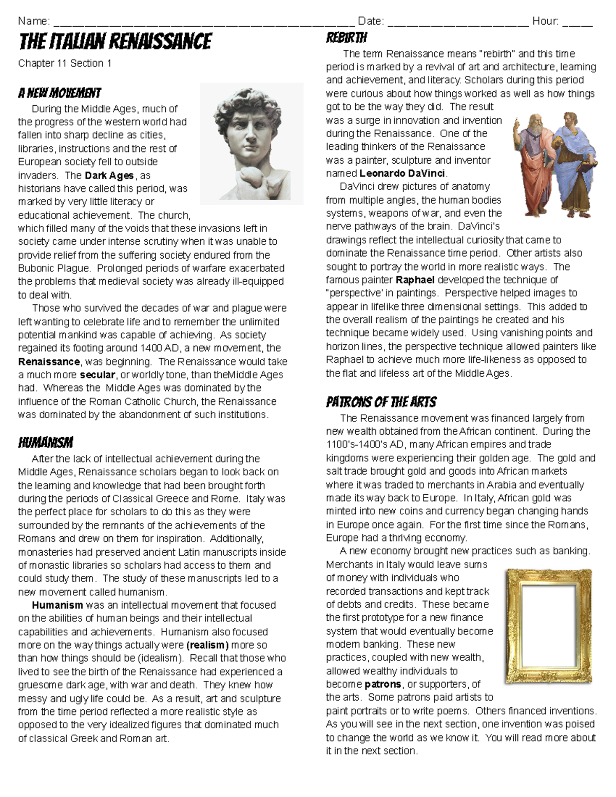 Italian Renaissance: A Study of Art, Humanism, and Rebirth (4+) - Studocu